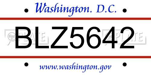 BLZ5642 District Of Columbia License Plate