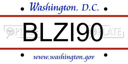 BLZI90 District Of Columbia License Plate