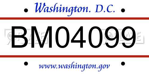 BM04099 District Of Columbia License Plate