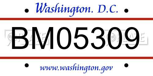 BM05309 District Of Columbia License Plate