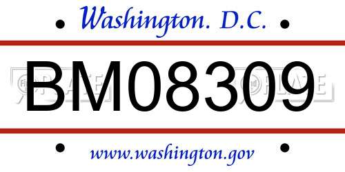 BM08309 District Of Columbia License Plate