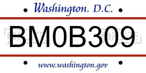 BM0B309 District Of Columbia License Plate