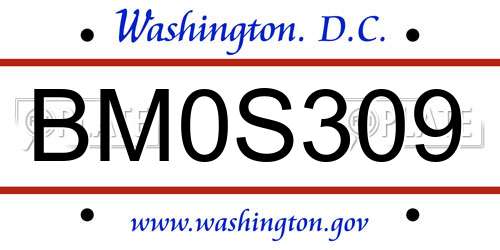 BM0S309 District Of Columbia License Plate