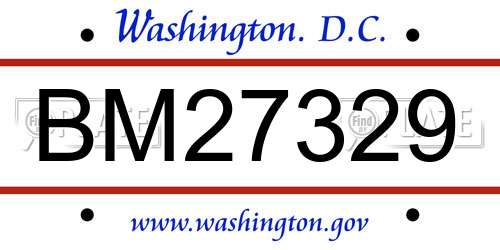 BM27329 District Of Columbia License Plate