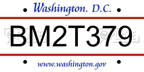 BM2T379 District Of Columbia License Plate
