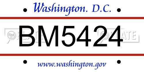 BM5424 District Of Columbia License Plate