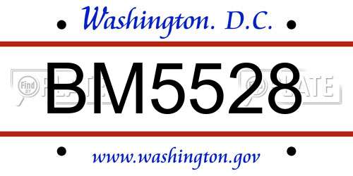 BM5528 District Of Columbia License Plate