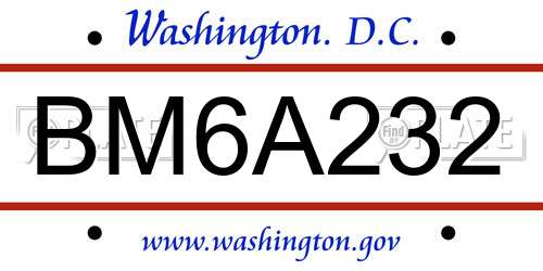 BM6A232 District Of Columbia License Plate