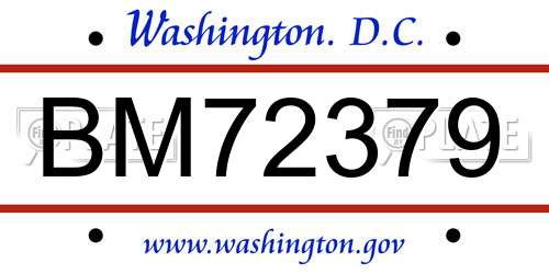 BM72379 District Of Columbia License Plate