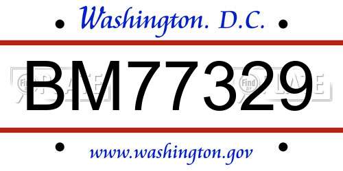 BM77329 District Of Columbia License Plate