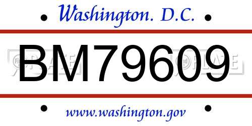 BM79609 District Of Columbia License Plate