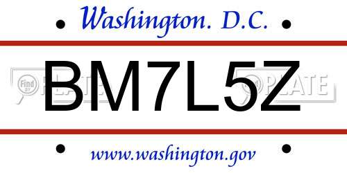 BM7L5Z District Of Columbia License Plate