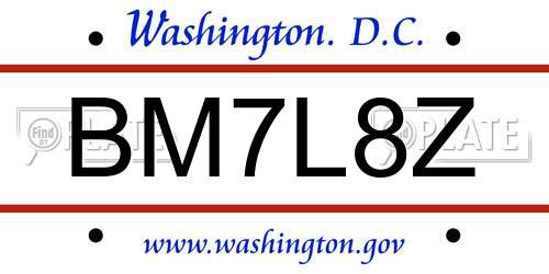 BM7L8Z District Of Columbia License Plate