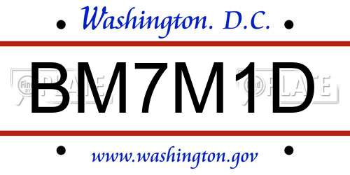 BM7M1D District Of Columbia License Plate