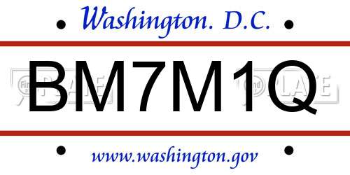 BM7M1Q District Of Columbia License Plate