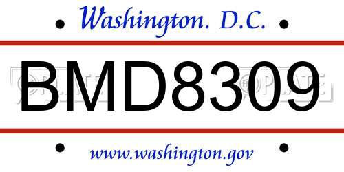 BMD8309 District Of Columbia License Plate