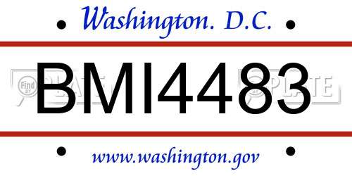 BMI4483 District Of Columbia License Plate