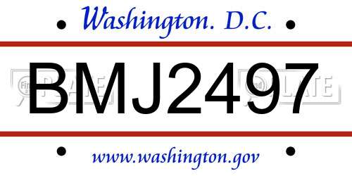 BMJ2497 District Of Columbia License Plate