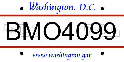 BMO4099 District Of Columbia License Plate
