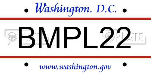 BMPL22 District Of Columbia License Plate