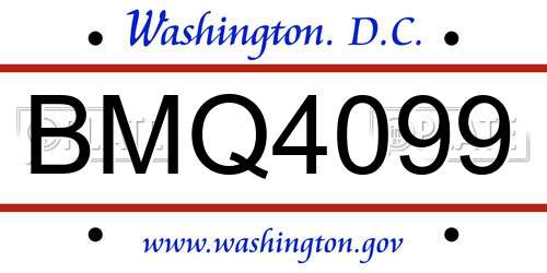 BMQ4099 District Of Columbia License Plate