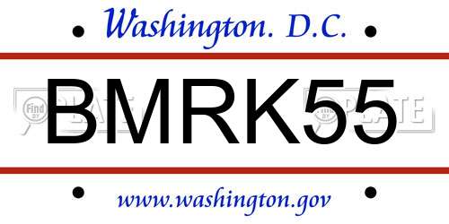 BMRK55 District Of Columbia License Plate