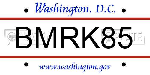 BMRK85 District Of Columbia License Plate