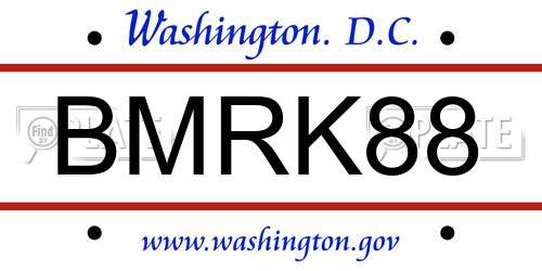 BMRK88 District Of Columbia License Plate