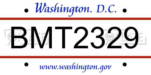 BMT2329 District Of Columbia License Plate