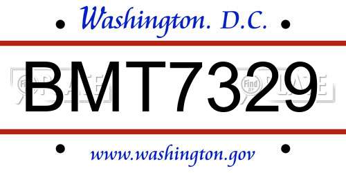 BMT7329 District Of Columbia License Plate