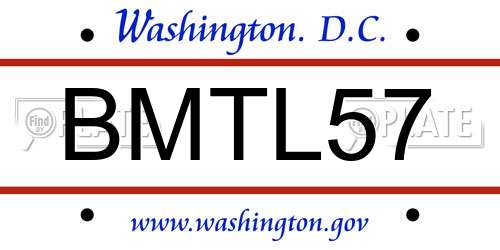 BMTL57 District Of Columbia License Plate