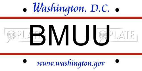 BMUU District Of Columbia License Plate