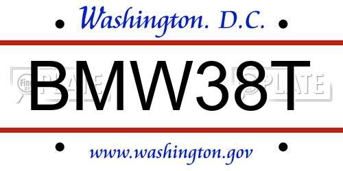 BMW38T District Of Columbia License Plate