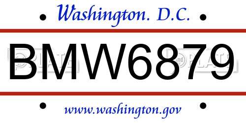 BMW6879 District Of Columbia License Plate