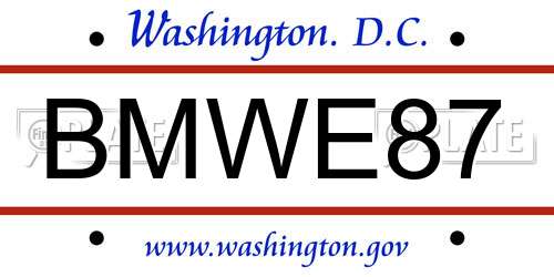BMWE87 District Of Columbia License Plate