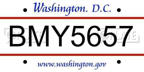 BMY5657 District Of Columbia License Plate