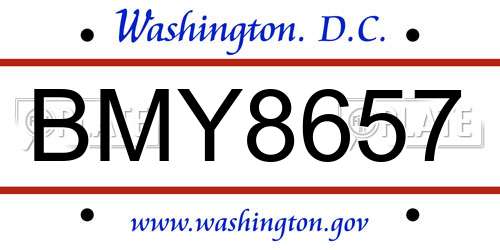 BMY8657 District Of Columbia License Plate