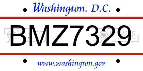 BMZ7329 District Of Columbia License Plate