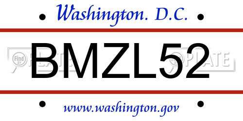 BMZL52 District Of Columbia License Plate