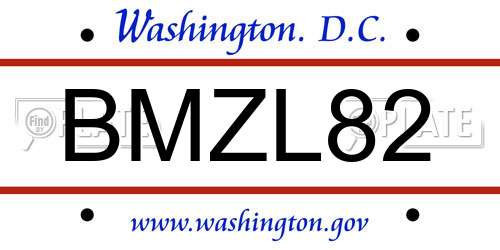 BMZL82 District Of Columbia License Plate