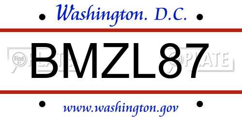 BMZL87 District Of Columbia License Plate