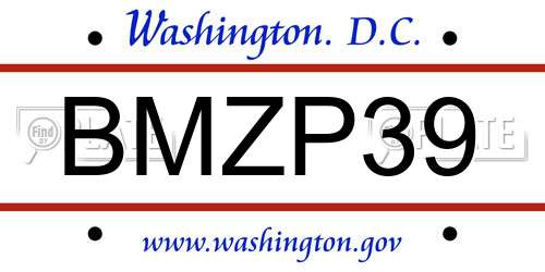 BMZP39 District Of Columbia License Plate
