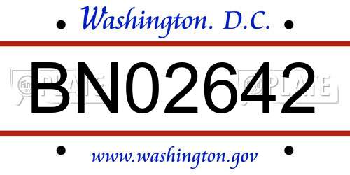 BN02642 District Of Columbia License Plate