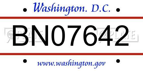 BN07642 District Of Columbia License Plate