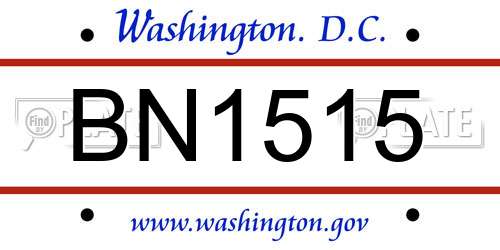BN1515 District Of Columbia License Plate