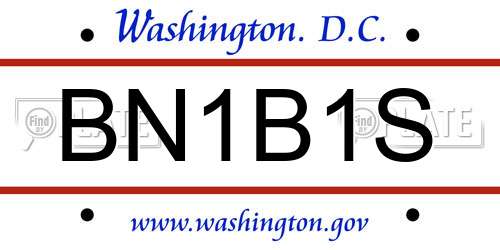 BN1B1S District Of Columbia License Plate