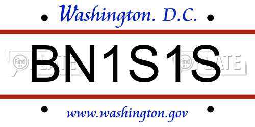 BN1S1S District Of Columbia License Plate