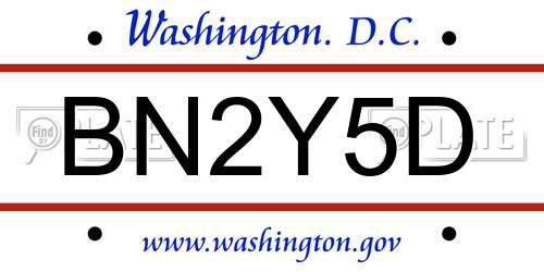 BN2Y5D District Of Columbia License Plate
