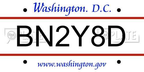 BN2Y8D District Of Columbia License Plate