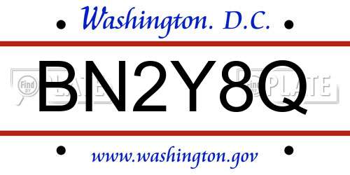 BN2Y8Q District Of Columbia License Plate